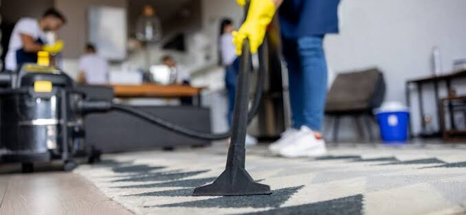 Professional carpet cleaning with an extraction machine